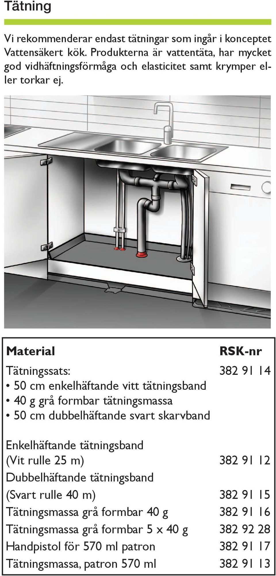 Material Tätningssats: 50 cm enkelhäftande vitt tätningsband 40 g grå formbar tätningsmassa 50 cm dubbelhäftande svart skarvband Enkelhäftande