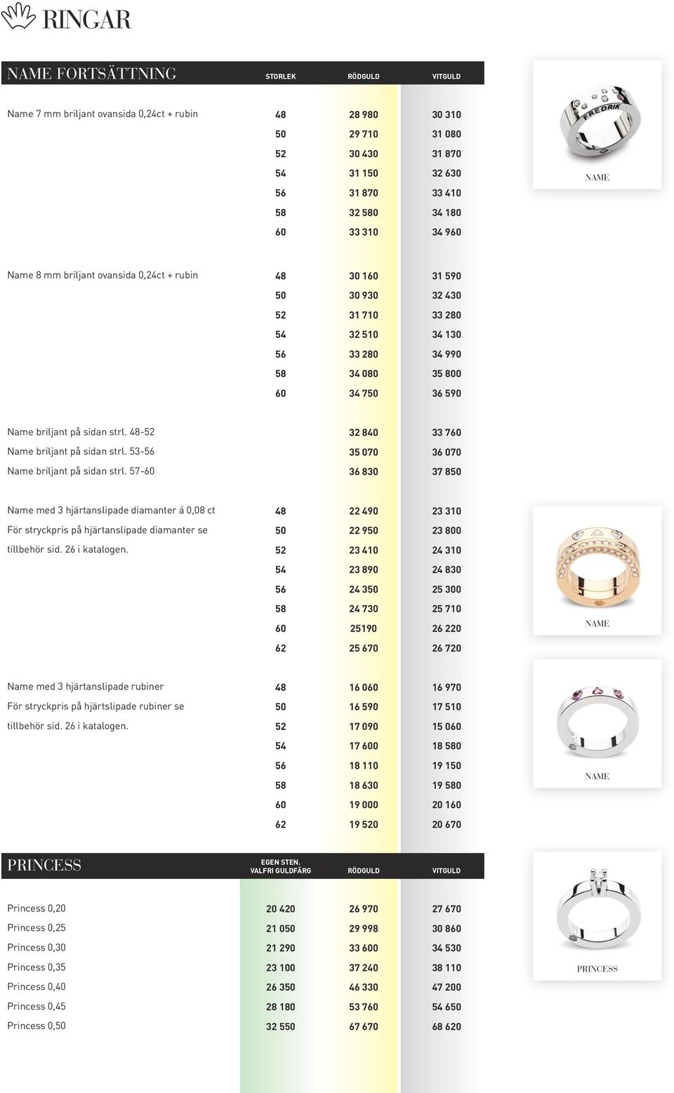 sidan strl. 48-52 32 840 33 760 Name briljant på sidan strl. 53-56 35 070 36 070 Name briljant på sidan strl.
