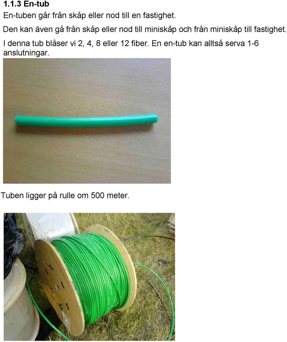 till fastighet. I denna tub blåser vi 2, 4, 8 eller 12 fiber.