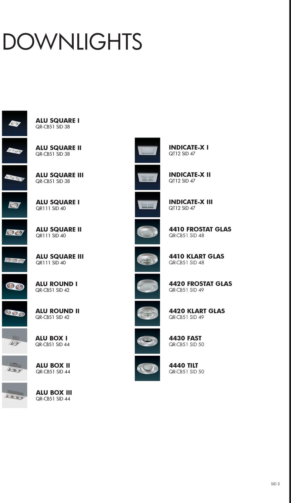 QR111 SID 4 441 KLART GLAS QR-CB51 SID 48 ALU ROUND I QR-CB51 SID 42 442 ROSTAT GLAS QR-CB51 SID 49 ALU ROUND II QR-CB51 SID 42 442 KLART