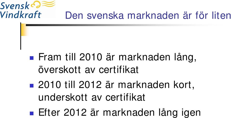 certifikat 2010 till 2012 är marknaden kort,