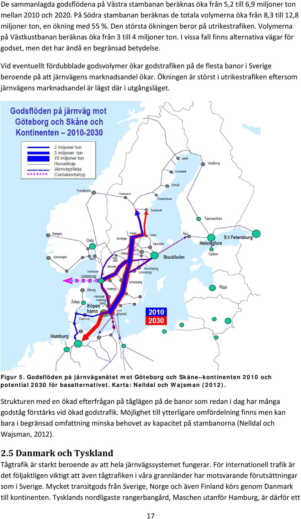 Volymerna på Västkustbanan beräknas öka från 3 till 4 miljoner ton. I vissa fall finns alternativa vägar för godset, men det har ändå en begränsad betydelse.