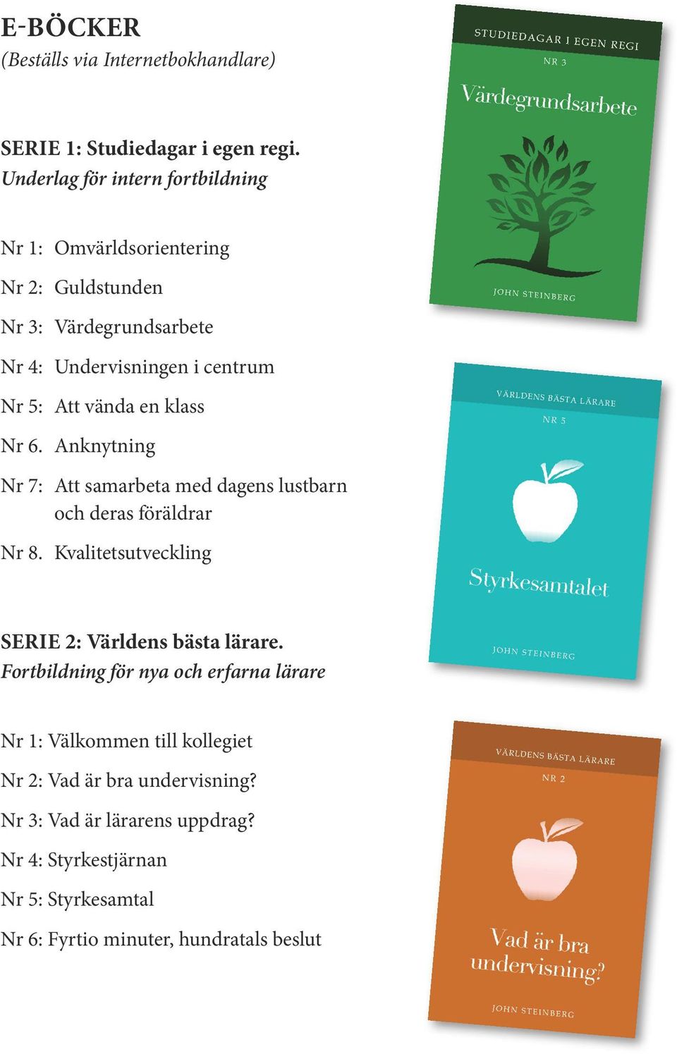 vända en klass Nr 6. Anknytning Nr 7: Att samarbeta med dagens lustbarn och deras föräldrar Nr 8.