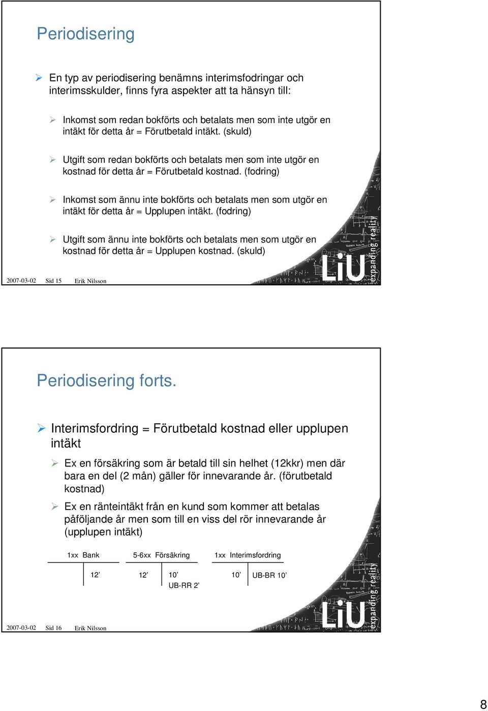 (fodring) Inkomst som ännu inte bokförts och betalats men som utgör en intäkt för detta år = Upplupen intäkt.