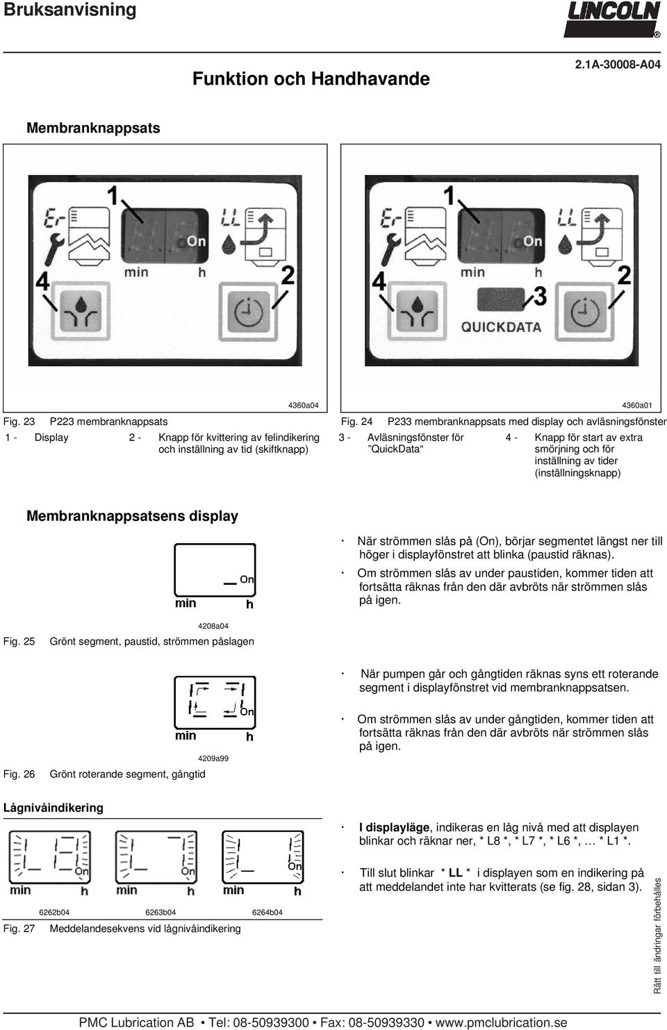 Membranknappsatsens display När strömmen slås på (On), börjar segmentet längst ner till höger i displayfönstret att blinka (paustid räknas).