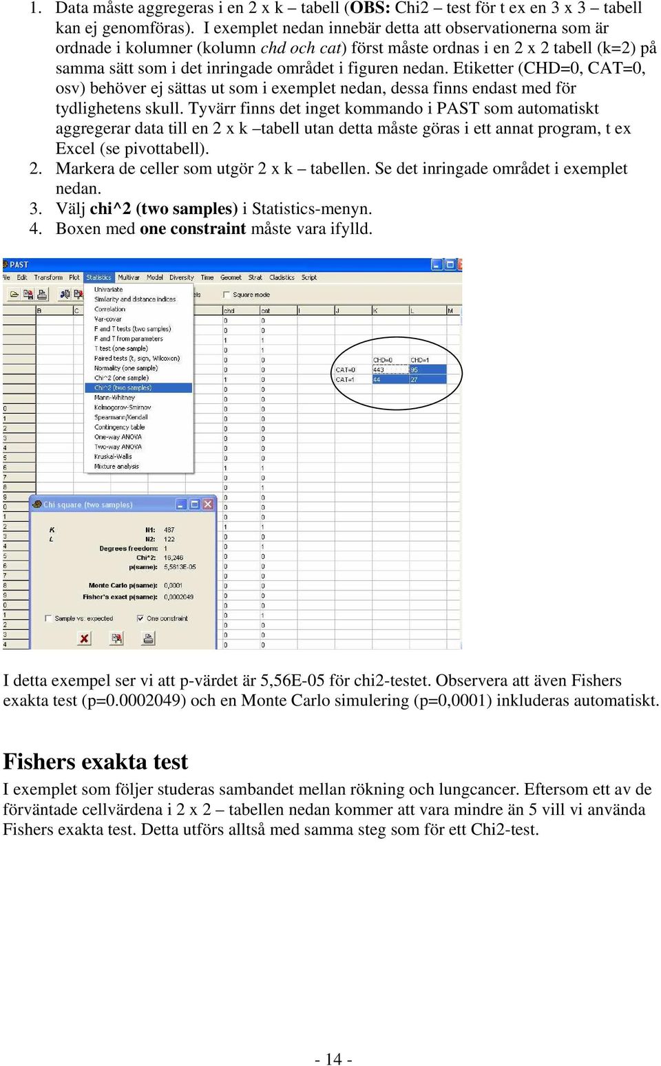 Etiketter (CHD=0, CAT=0, osv) behöver ej sättas ut som i exemplet nedan, dessa finns endast med för tydlighetens skull.