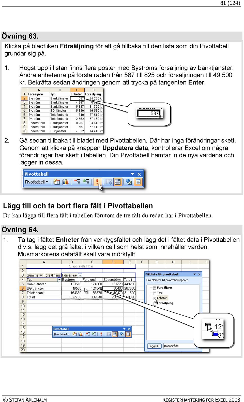 Bekräfta sedan ändringen genom att trycka på tangenten Enter. 2. Gå sedan tillbaka till bladet med Pivottabellen. Där har inga förändringar skett.