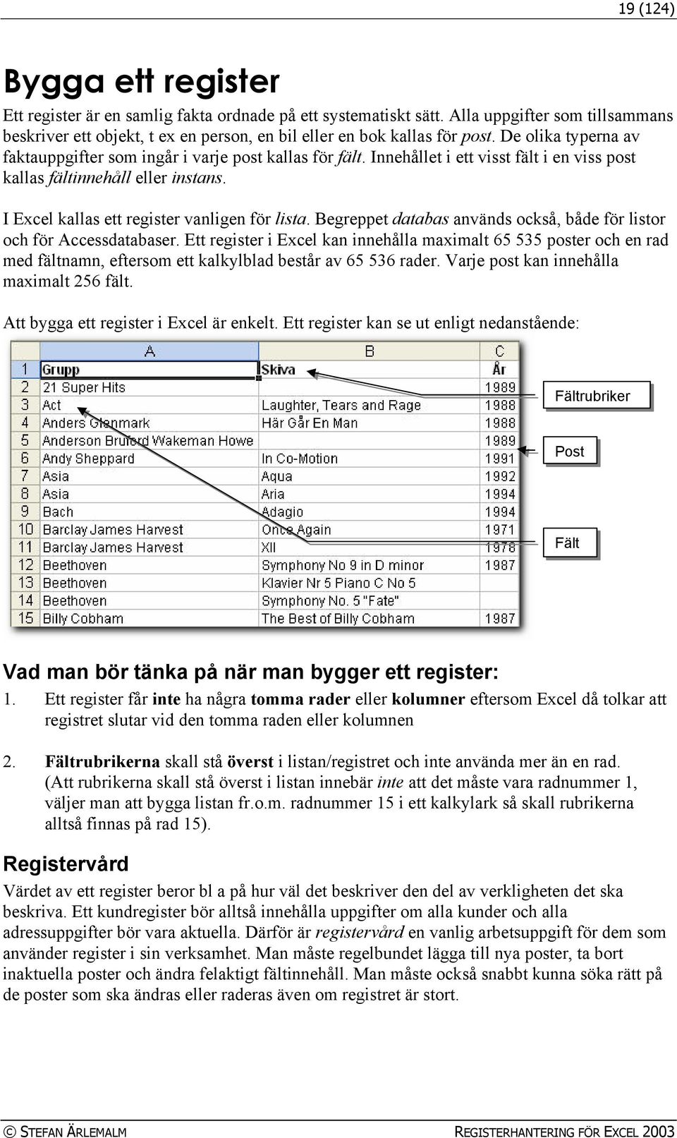 Begreppet databas används också, både för listor och för Accessdatabaser.