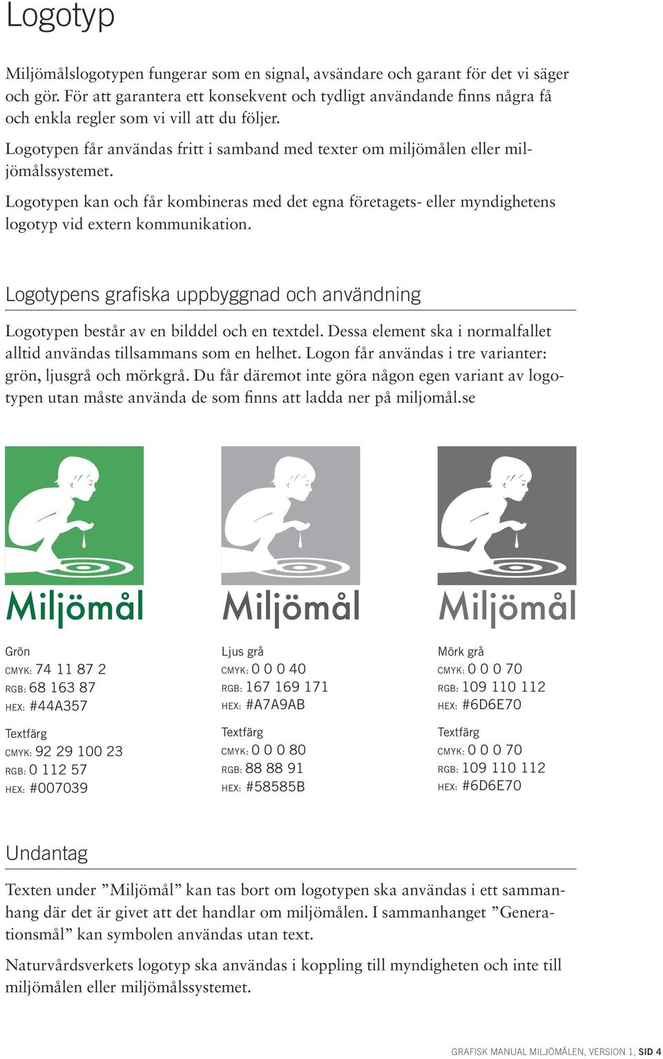 Logotypen får användas fritt i samband med texter om miljömålen eller miljömålssystemet. Logotypen kan och får kombineras med det egna företagets- eller myndighetens logotyp vid extern kommunikation.