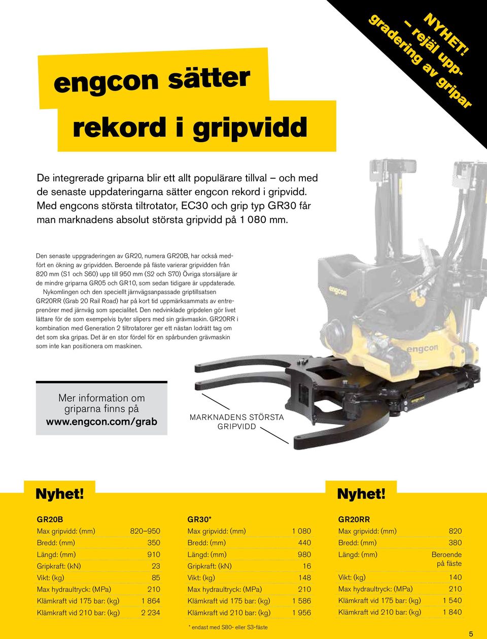 Den senaste uppgraderingen av GR20, numera GR20B, har också medfört en ökning av gripvidden.