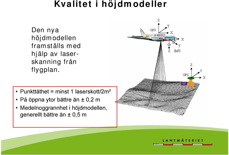 Punkttäthet = minst 1 laserskott/2m² På öppna ytor