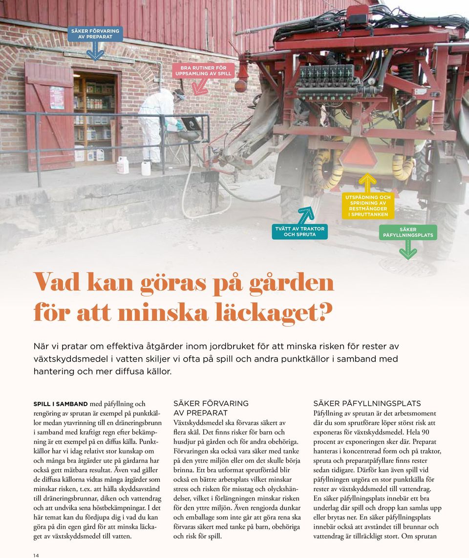 När vi pratar om effektiva åtgärder inom jordbruket för att minska risken för rester av växtskyddsmedel i vatten skiljer vi ofta på spill och andra punktkällor i samband med hantering och mer diffusa