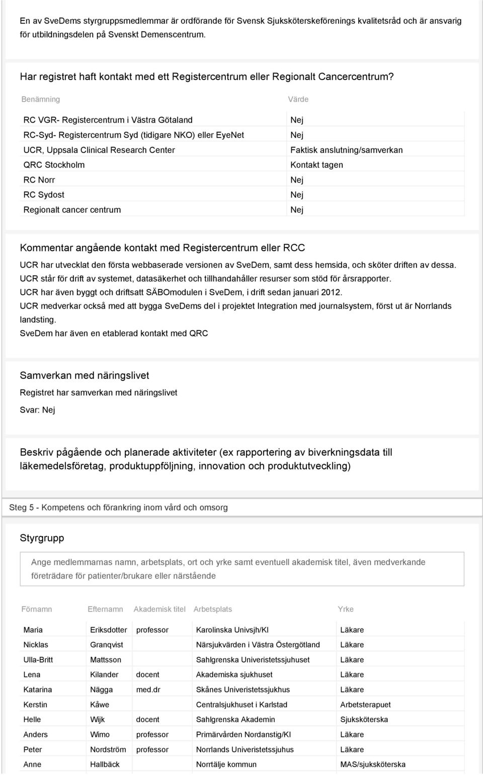 Benämning RC VGR- Registercentrum i Västra Götaland RC-Syd- Registercentrum Syd (tidigare NKO) eller EyeNet UCR, Uppsala Clinical Research Center QRC Stockholm RC Norr RC Sydost Regionalt cancer