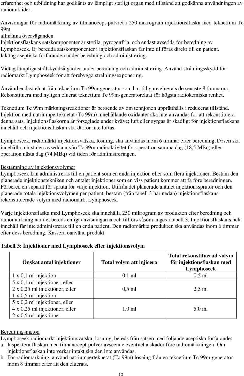 avsedda för beredning av Lymphoseek. Ej beredda satskomponenter i injektionsflaskan får inte tillföras direkt till en patient. Iakttag aseptiska förfaranden under beredning och administrering.