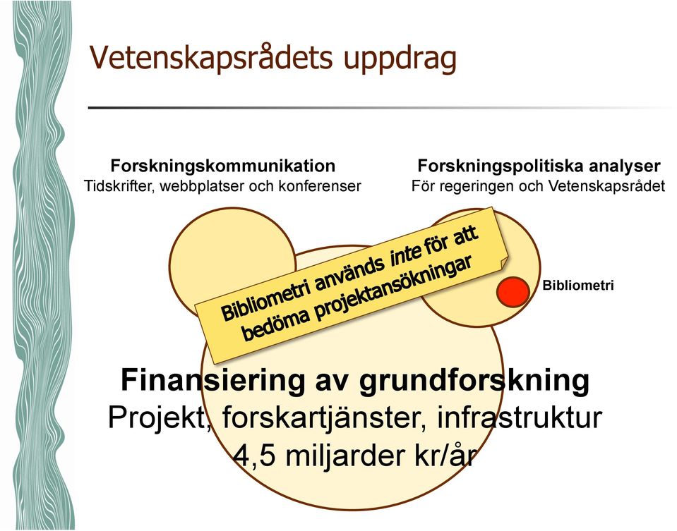 regeringen och Vetenskapsrådet Bibliometri Finansiering av