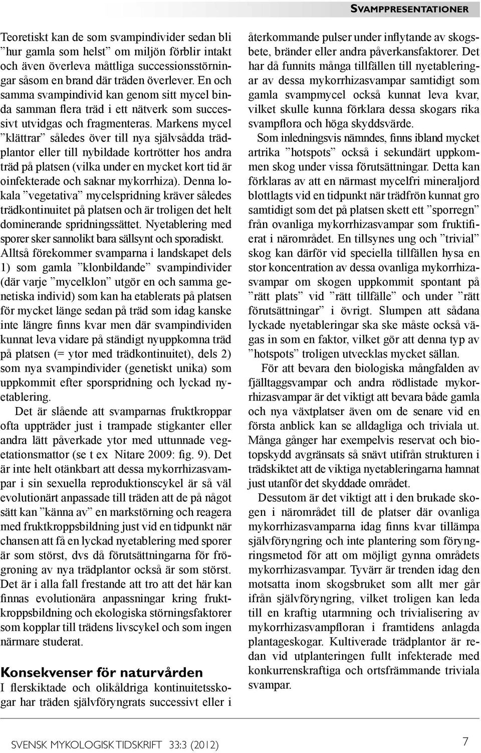 Markens mycel klättrar således över till nya självsådda trädplantor eller till nybildade kortrötter hos andra träd på platsen (vilka under en mycket kort tid är oinfekterade och saknar mykorrhiza).