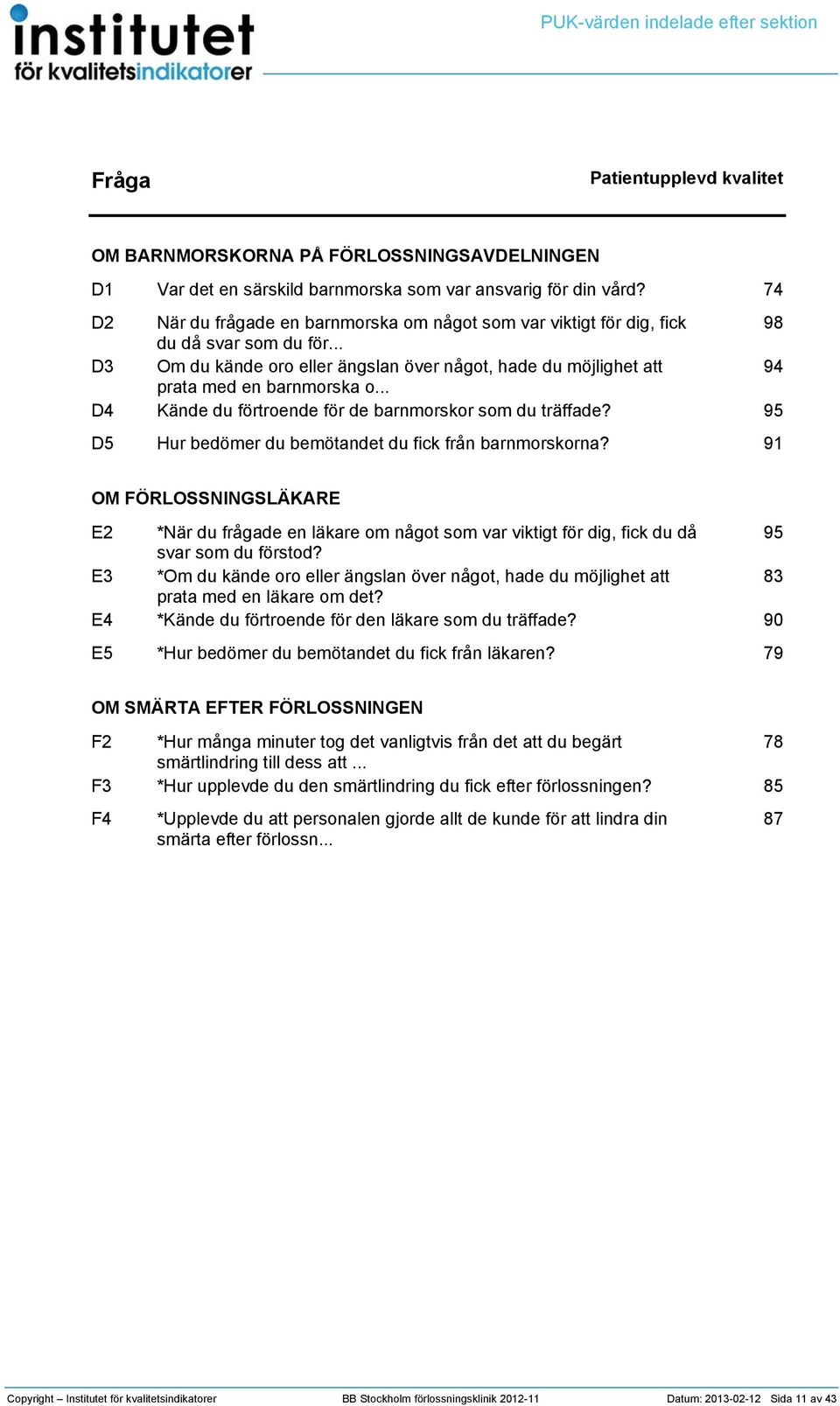 .. Kände du förtroende för de barnmorskor som du träffade? 9 Hur bedömer du bemötandet du fick från barnmorskorna?