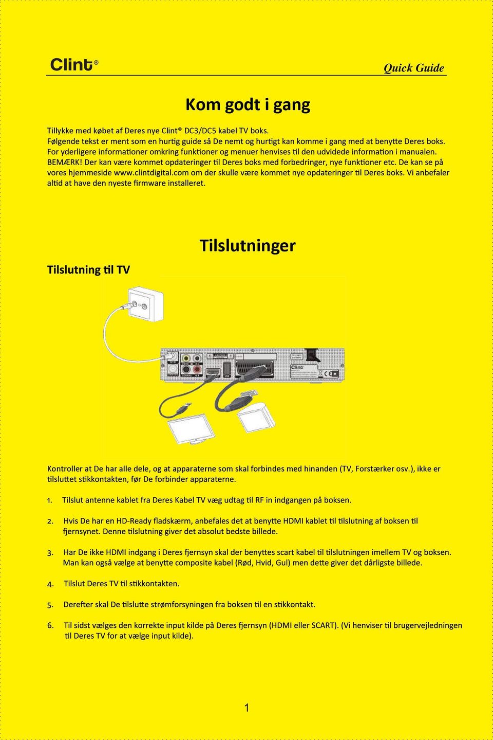 Tilslutninger Kontroller at De har alle dele, og at