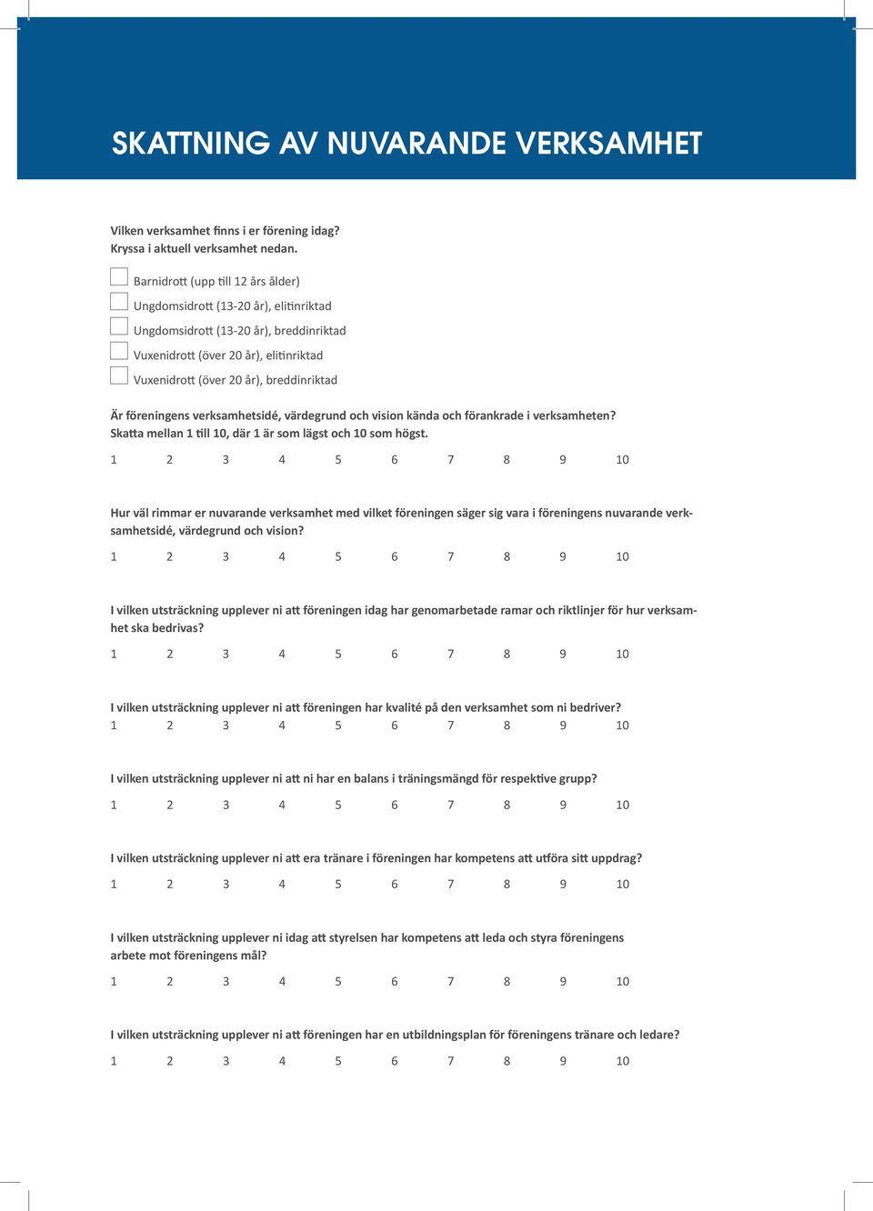 föreningens verksamhetsidé, värdegrund och vision kända och förankrade i verksamheten? Skatta mellan 1 till 10, där 1 är som lägst och 10 som högst.