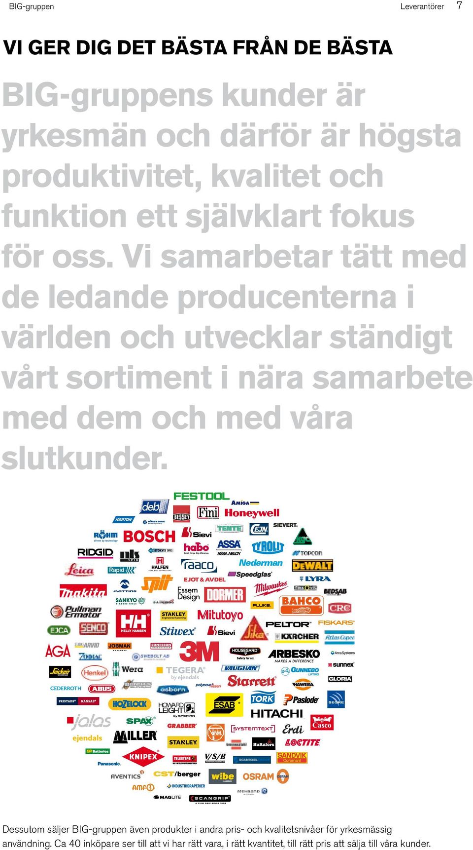 Vi samarbetar tätt med de ledande producenterna i världen och utvecklar ständigt vårt sortiment i nära samarbete med dem och med våra