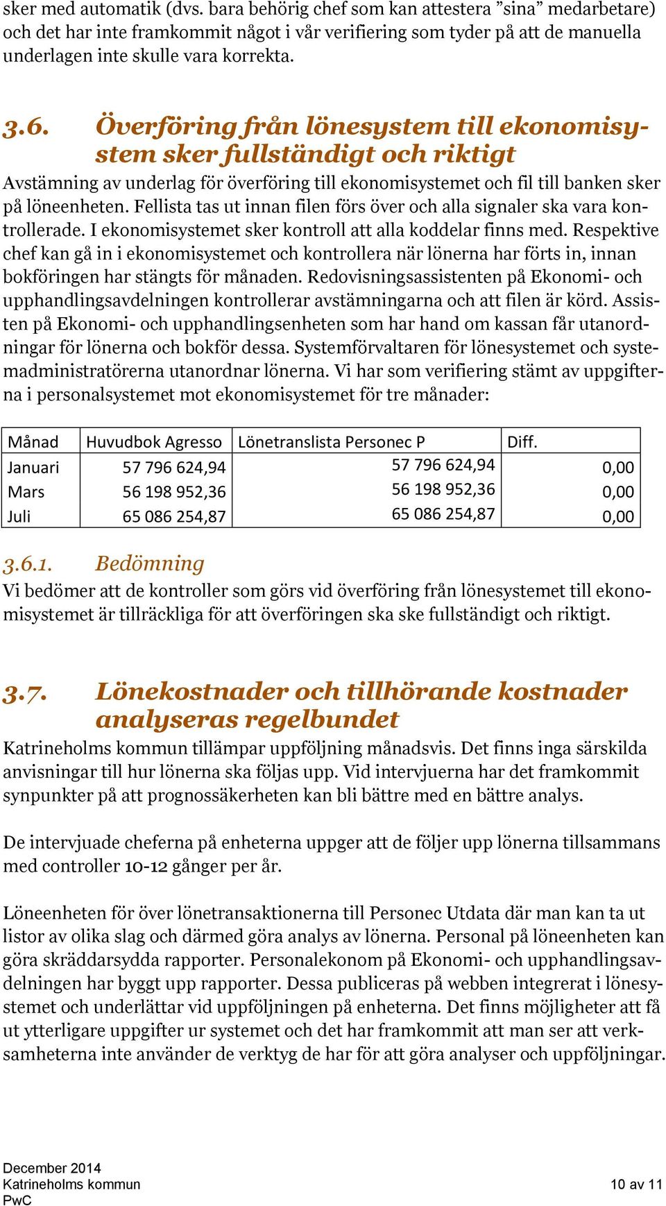 Fellista tas ut innan filen förs över och alla signaler ska vara kontrollerade. I ekonomisystemet sker kontroll att alla koddelar finns med.