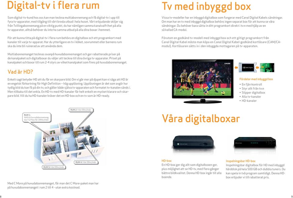 För att kunna titta på digital-tv i flera rum behövs en digitalbox och ett programkort med kanaler till varje tv-apparat.