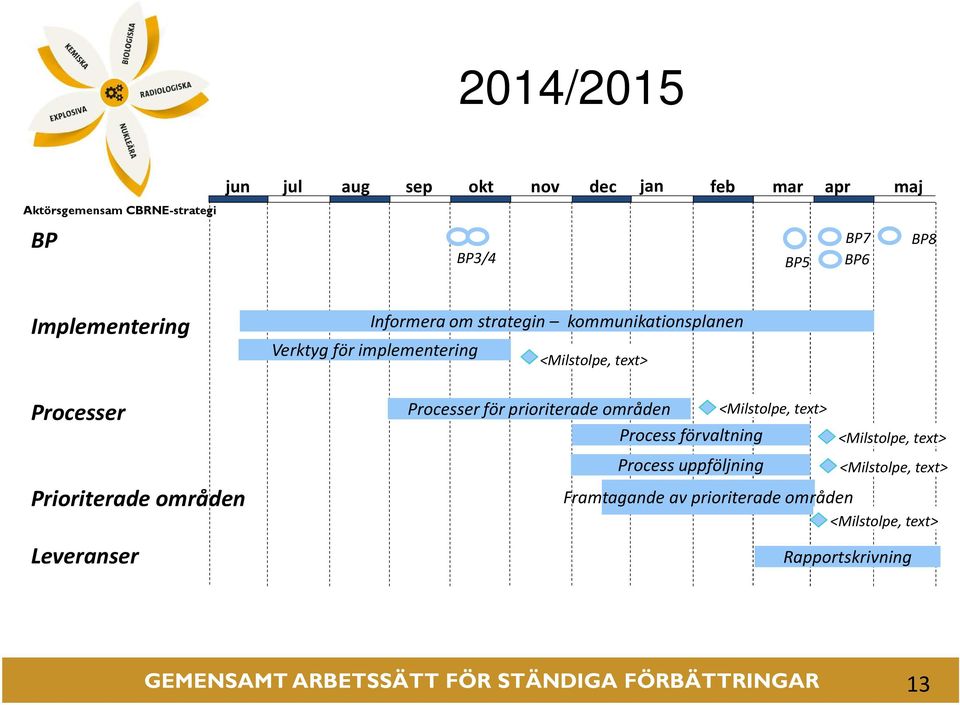 områden Leveranser Processer för prioriterade områden Process förvaltning Process uppföljning <Milstolpe,