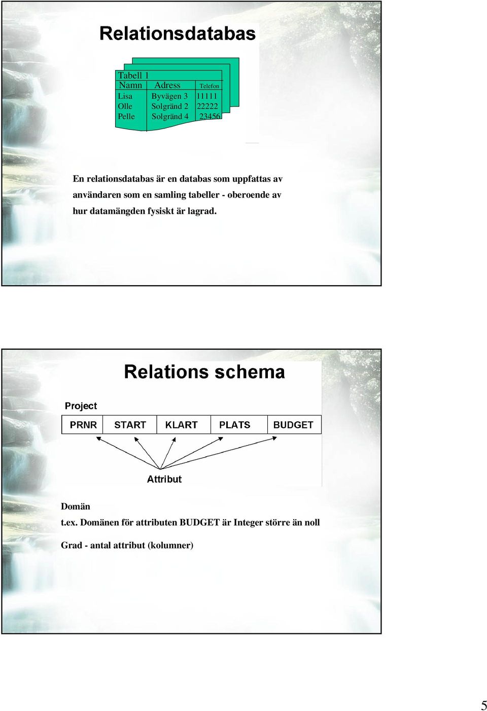 som en samling tabeller - oberoende av hur datamängden fysiskt är lagrad. Domän t.ex.