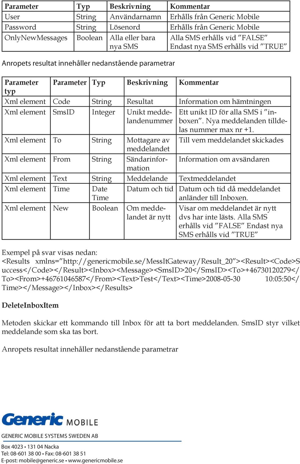 meddelandenummer Xml element To String Mottagare av meddelandet Xml element From String Sändarinformation Ett unikt ID för alla SMS i inboxen. Nya meddelanden tilldelas nummer max nr +1.