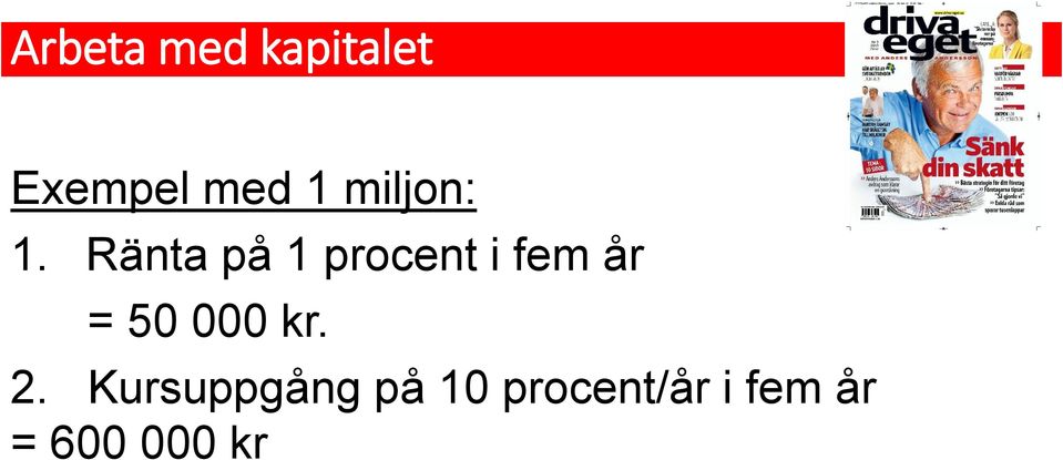 Ränta på 1 procent i fem år = 50