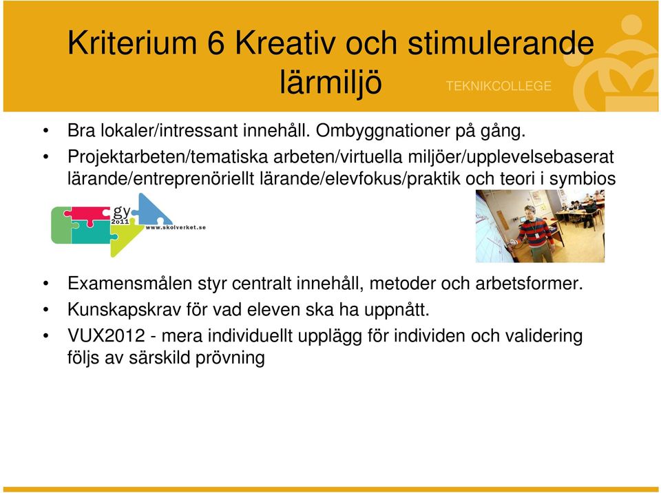 Projektarbeten/tematiska arbeten/virtuella miljöer/upplevelsebaserat lärande/entreprenöriellt