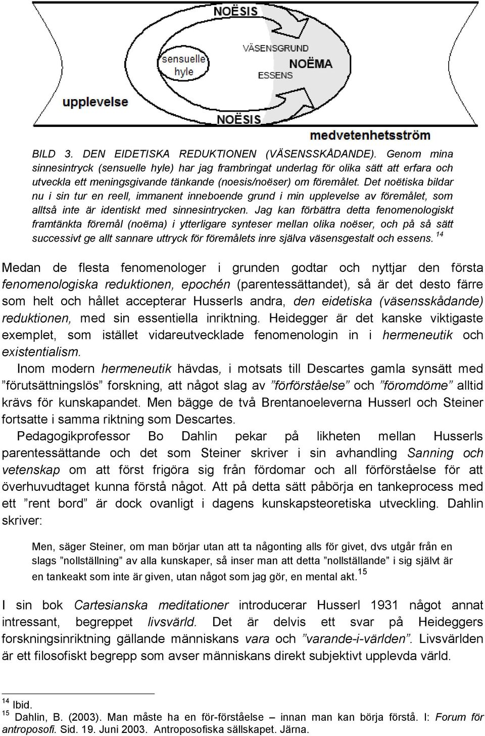 Det noëtiska bildar nu i sin tur en reell, immanent inneboende grund i min upplevelse av föremålet, som alltså inte är identiskt med sinnesintrycken.
