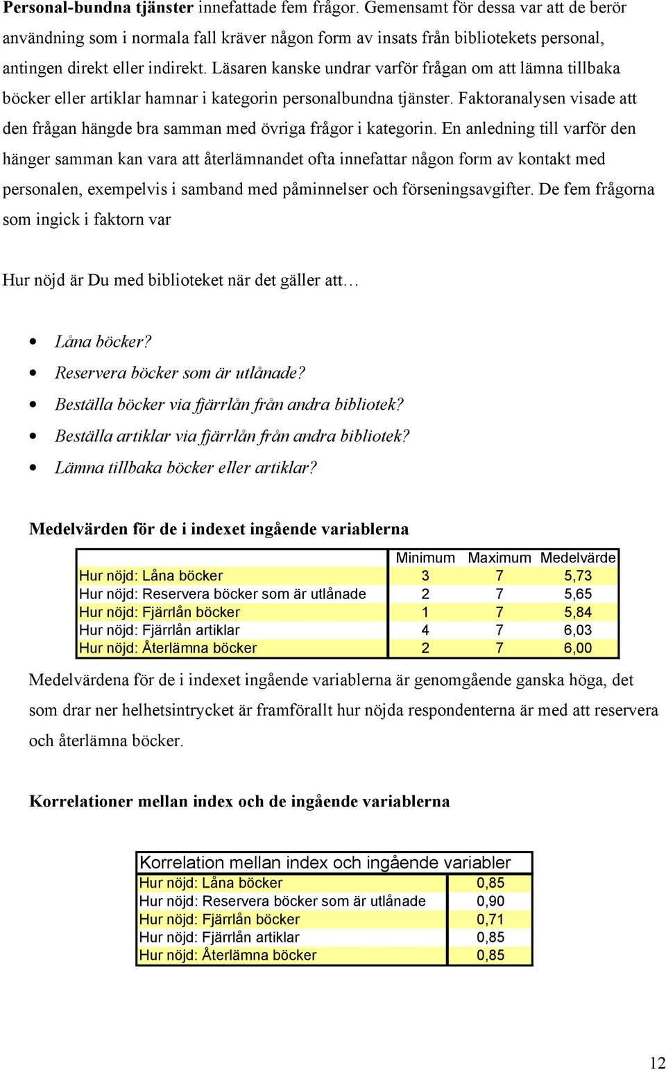 Läsaren kanske undrar varför frågan om att lämna tillbaka böcker eller artiklar hamnar i kategorin personalbundna tjänster.