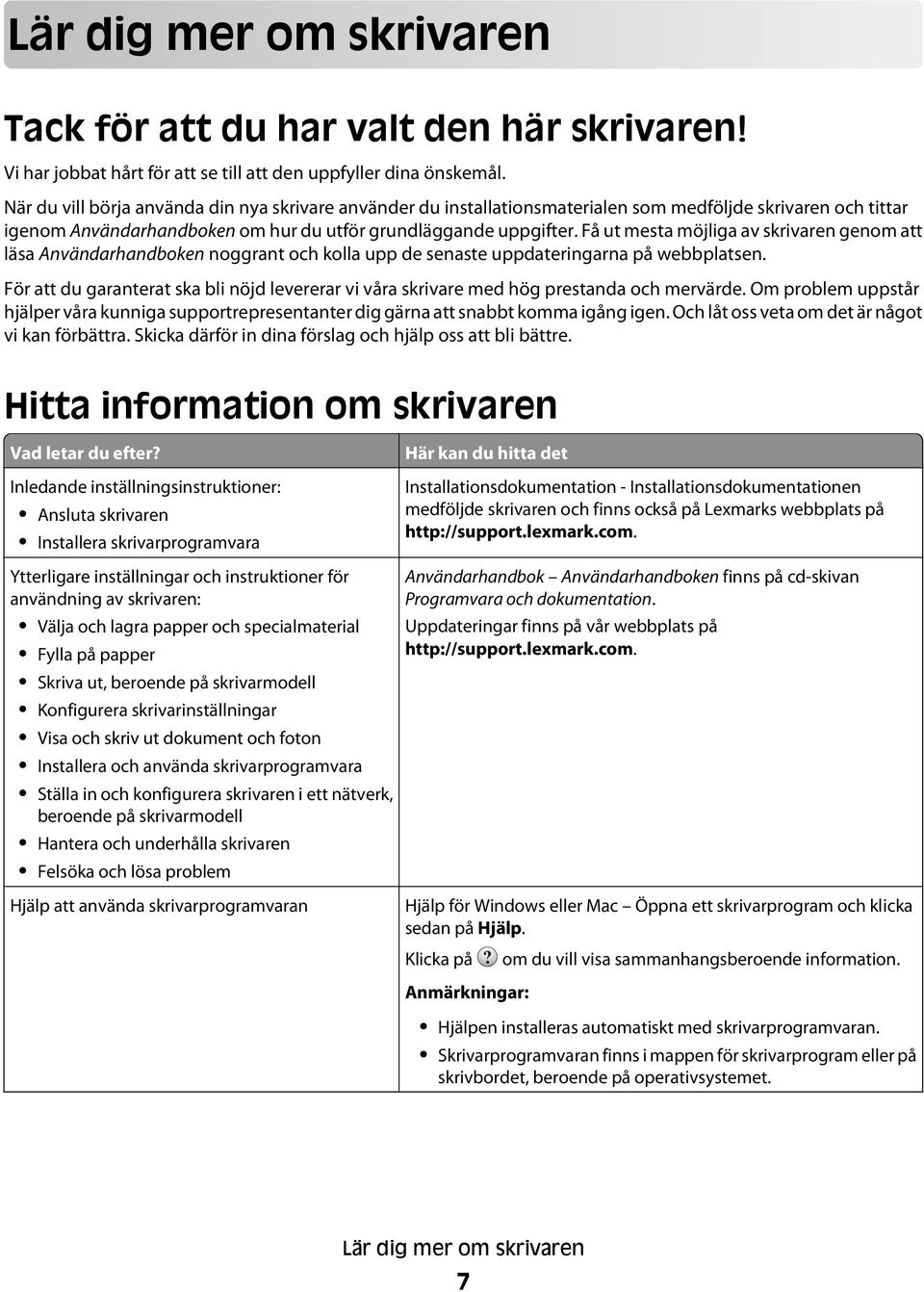 Få ut mesta möjliga av skrivaren genom att läsa Användarhandboken noggrant och kolla upp de senaste uppdateringarna på webbplatsen.