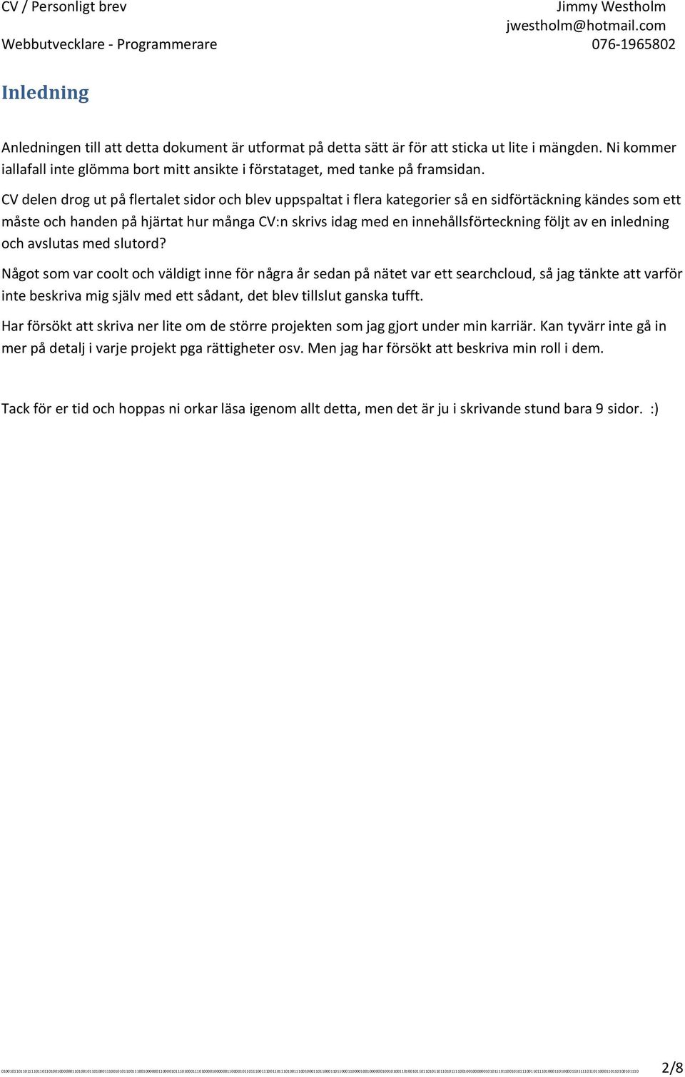Cv Personligt Brev Pdf Gratis Nedladdning
