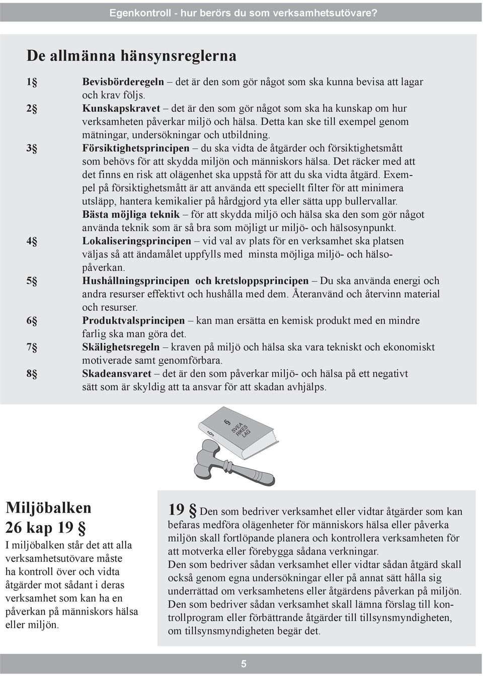 3 Försiktighetsprincipen du ska vidta de åtgärder och försiktighetsmått som behövs för att skydda miljön och människors hälsa.