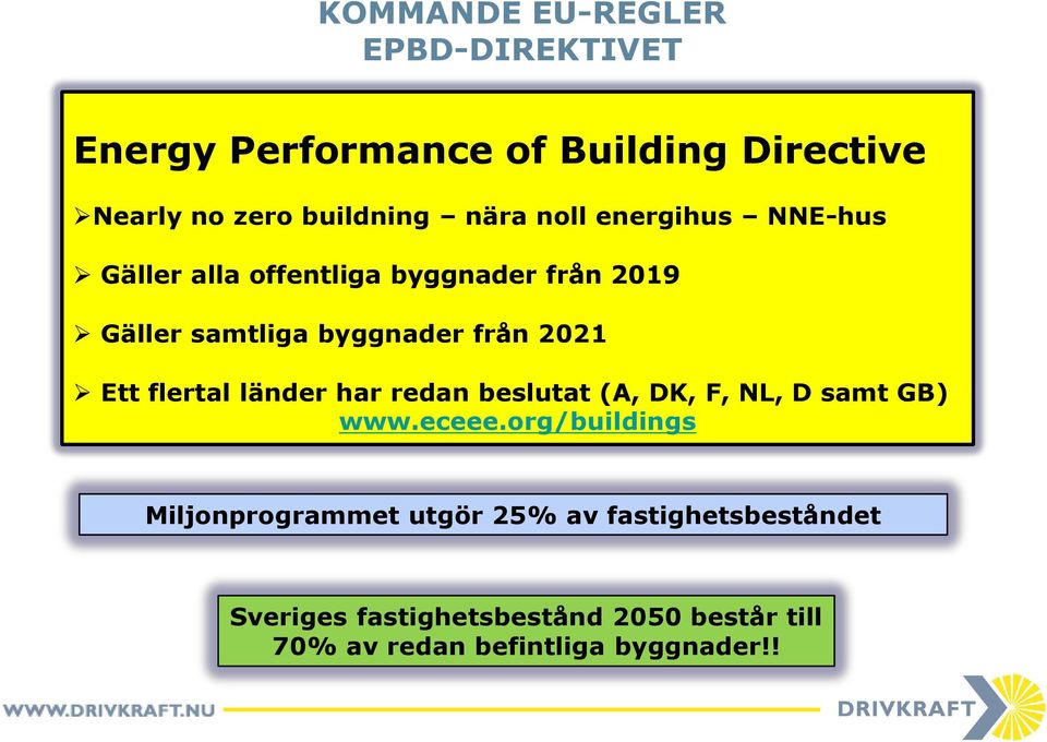 flertal länder har redan beslutat (A, DK, F, NL, D samt GB) www.eceee.