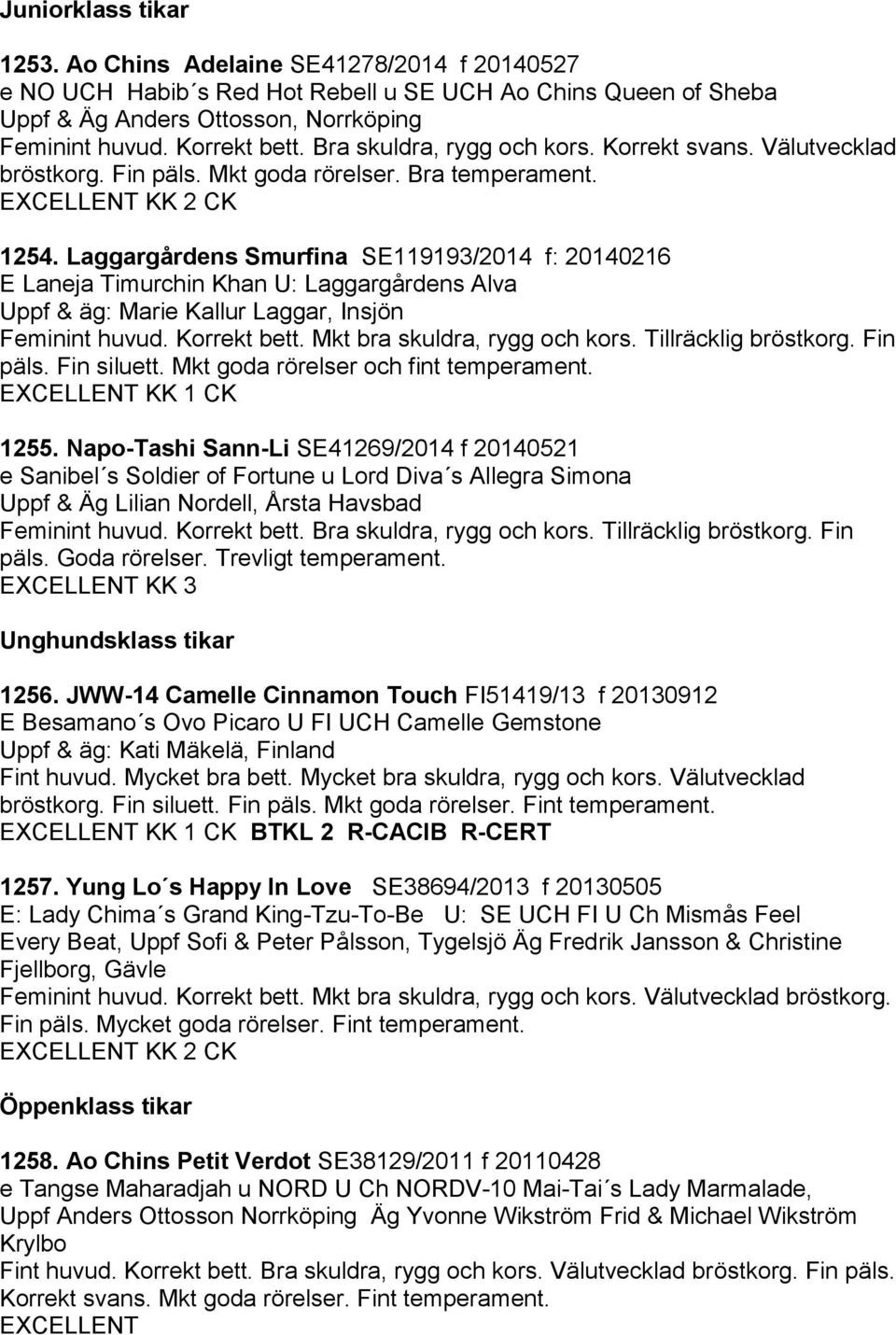 Laggargårdens Smurfina SE119193/2014 f: 20140216 E Laneja Timurchin Khan U: Laggargårdens Alva Uppf & äg: Marie Kallur Laggar, Insjön Feminint huvud. Korrekt bett. Mkt bra skuldra, rygg och kors.