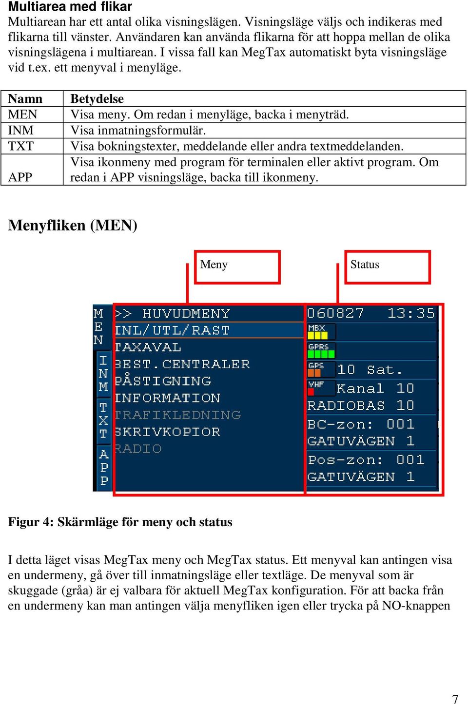 Namn MEN INM TXT APP Betydelse Visa meny. Om redan i menyläge, backa i menyträd. Visa inmatningsformulär. Visa bokningstexter, meddelande eller andra textmeddelanden.