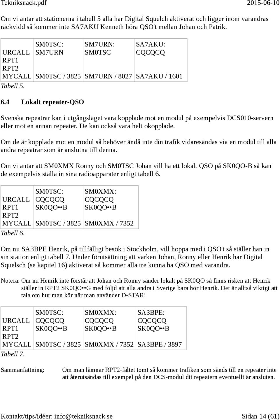 4 Lokalt repeater-qso Svenska repeatrar kan i utgångsläget vara kopplade mot en modul på exempelvis DCS010-servern eller mot en annan repeater. De kan också vara helt okopplade.
