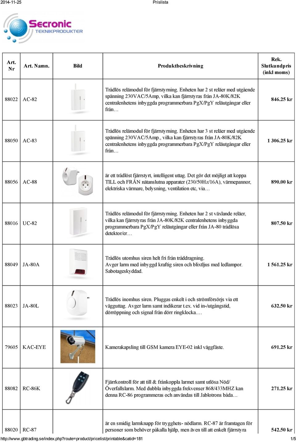 25 kr 88050 AC 83 Trådlös relämodul för fjärrstyrning. Enheten har 3 st reläer med utgående spänning 230VAC/5Amp.