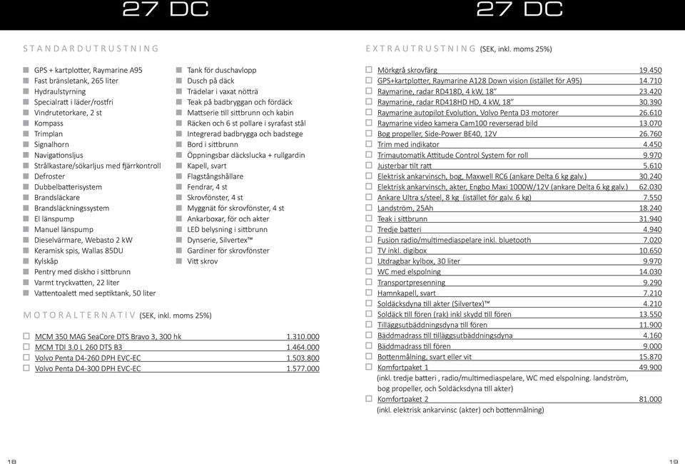 tryckvatten, 22 liter Vattentoalett med septiktank, 50 liter M O T O R A L T E R N A T I V (SEK, inkl.
