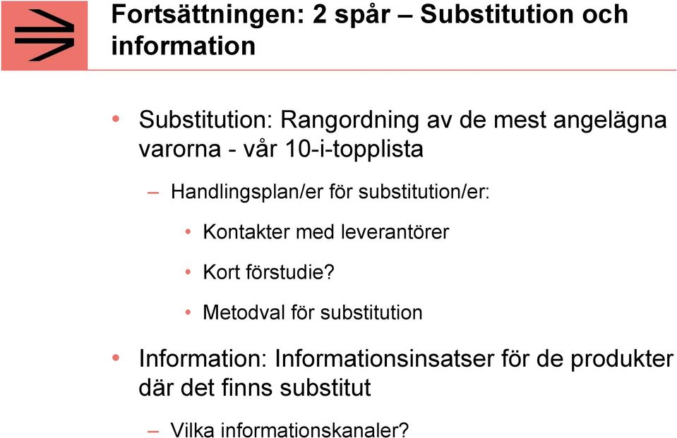 Kontakter med leverantörer Kort förstudie?