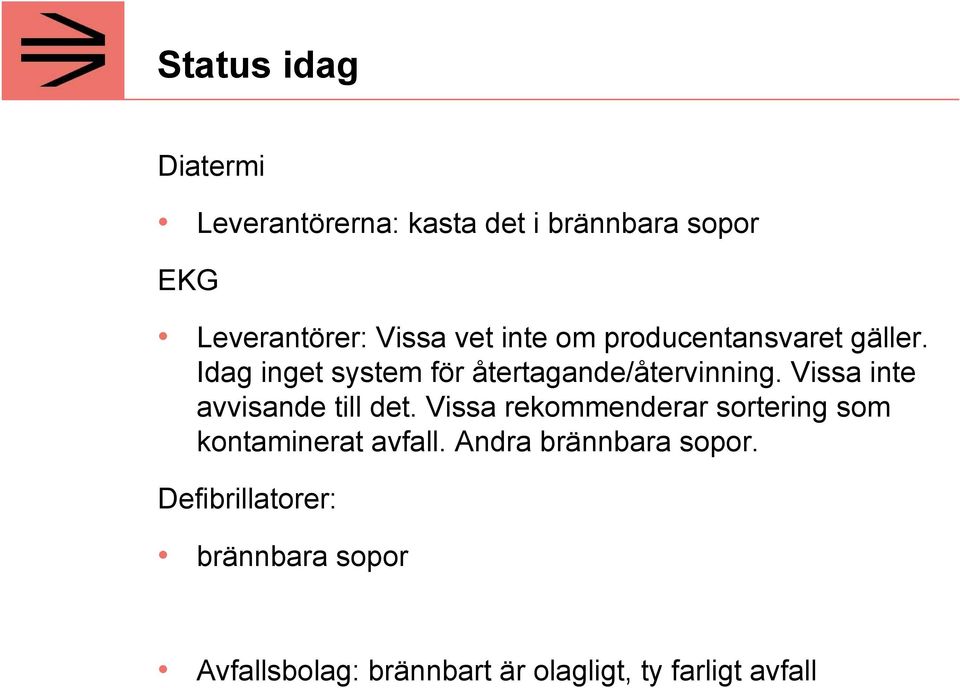 Vissa inte avvisande till det. Vissa rekommenderar sortering som kontaminerat avfall.