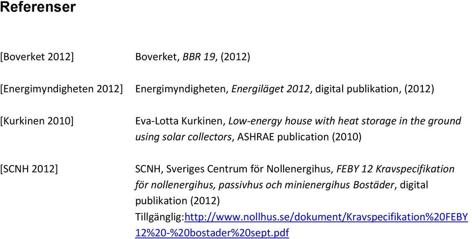 publication (2010) SCNH, Sveriges Centrum för Nollenergihus, FEBY 12 Kravspecifikation för nollenergihus, passivhus och minienergihus