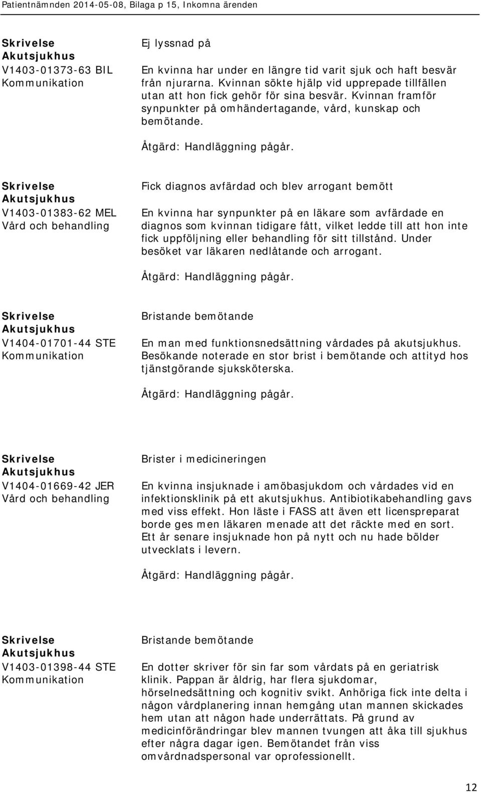 V1403-01383-62 MEL Fick diagnos avfärdad och blev arrogant bemött En kvinna har synpunkter på en läkare som avfärdade en diagnos som kvinnan tidigare fått, vilket ledde till att hon inte fick