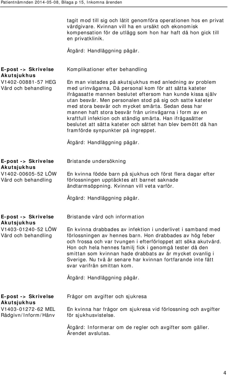 Då personal kom för att sätta kateter ifrågasatte mannen beslutet eftersom han kunde kissa själv utan besvär. Men personalen stod på sig och satte kateter med stora besvär och mycket smärta.