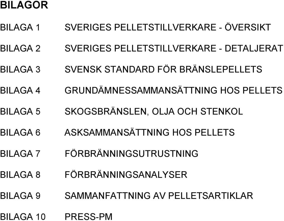 BRÄNSLEPELLETS GRUNDÄMNESSAMMANSÄTTNING HOS PELLETS SKOGSBRÄNSLEN, OLJA OCH STENKOL