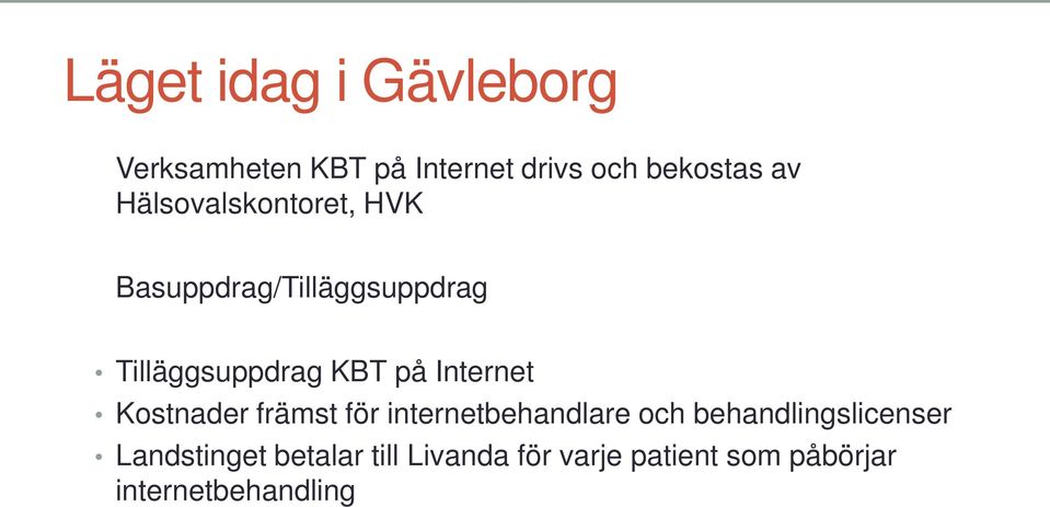 Internet Kostnader främst för internetbehandlare och behandlingslicenser