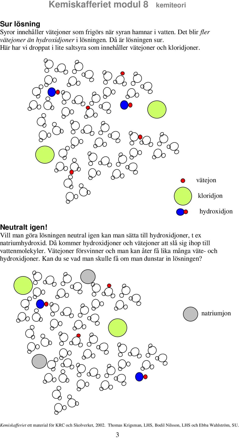 Vill man göra lösningen neutral igen kan man sätta till hydroxidjoner, t ex natriumhydroxid.